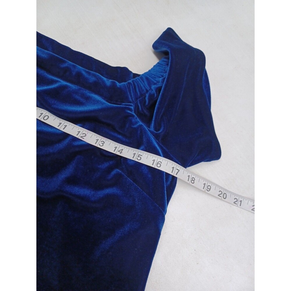 White House Black Market Blue Velvet Velour Short Sleeve Top XS - Picture 6 of 10